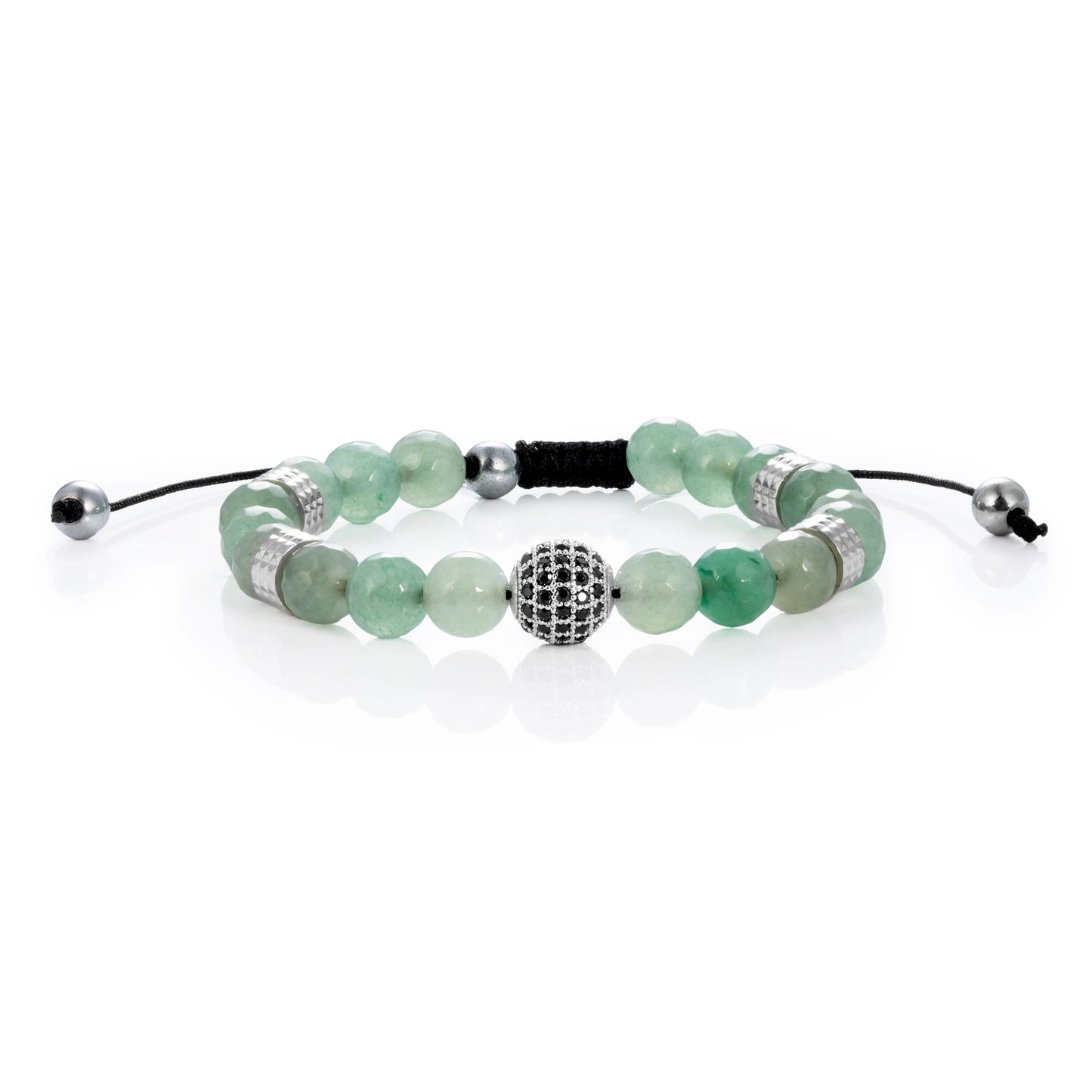 Ajatine green beaded bracelet, adjustable natural stone jewelry