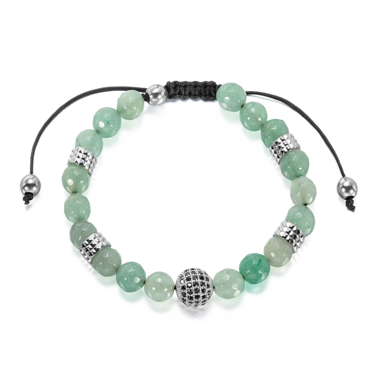 Ajatine green beaded bracelet, adjustable natural stone jewelry