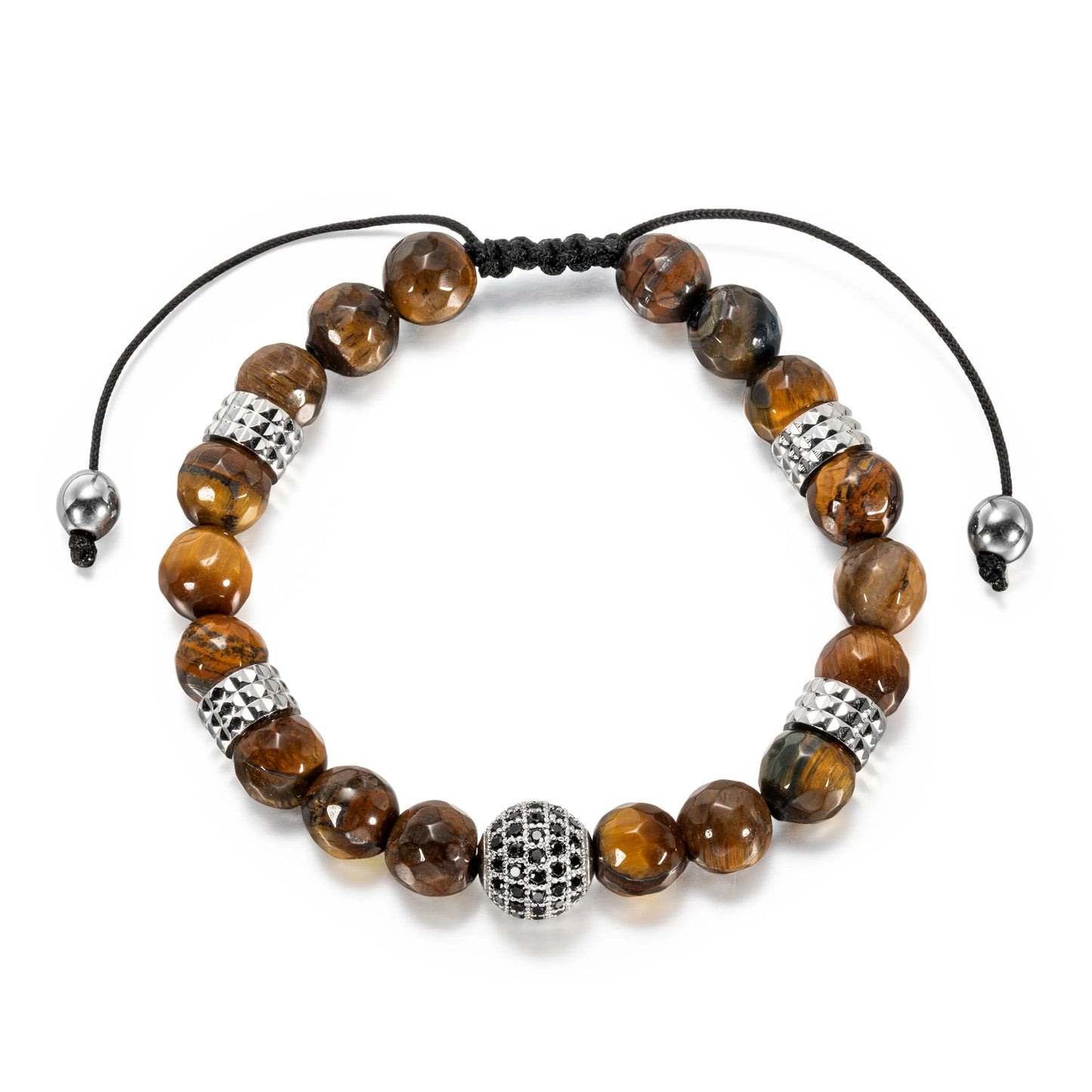 Ajatine tiger eye beaded bracelet, adjustable natural stone jewelry