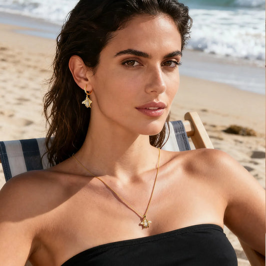 Ajatine honey bee jewelry set necklace and earrings cute trendy bee accessories