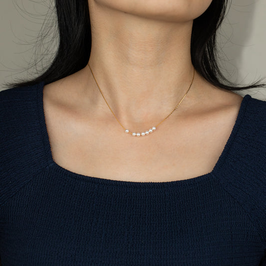 Ajatine gold chain pearl necklace, elegant pearl jewelry