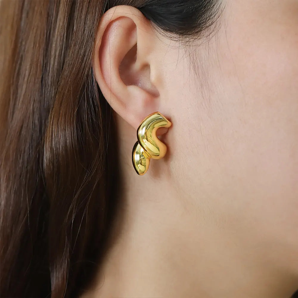 Ajatine Gold Tone Corkscrew Earrings for Women