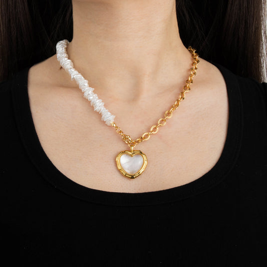 Ajatine exquisite heart pendant pearl necklace with romantic charm