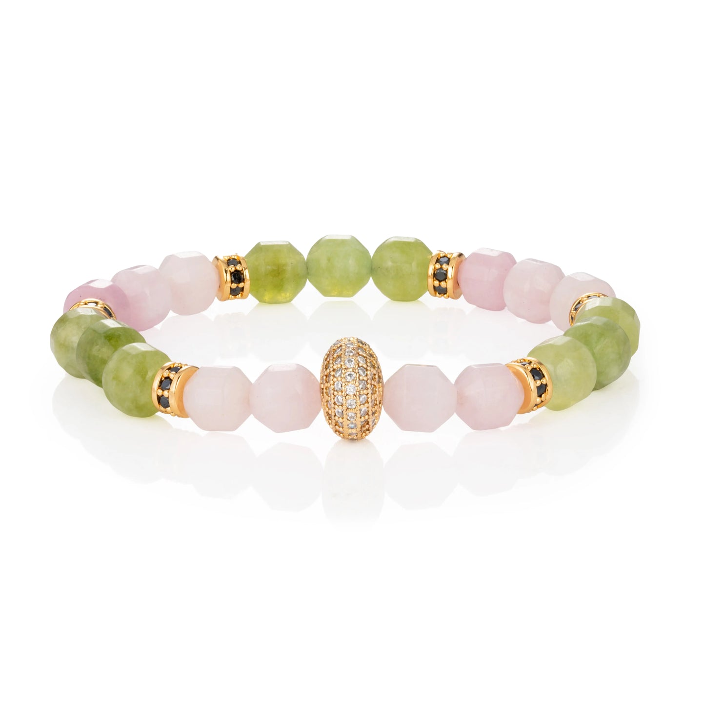 Ajatine natural stone beaded bracelet with gold accent