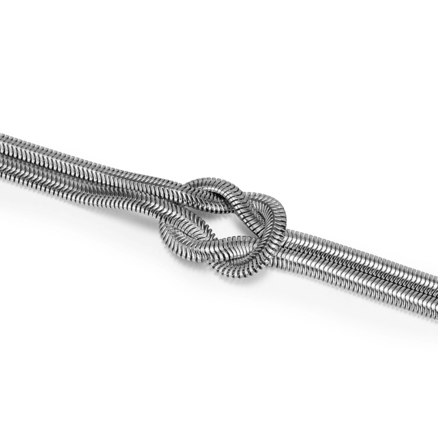 Ajatine silver knot layered snake chain necklace