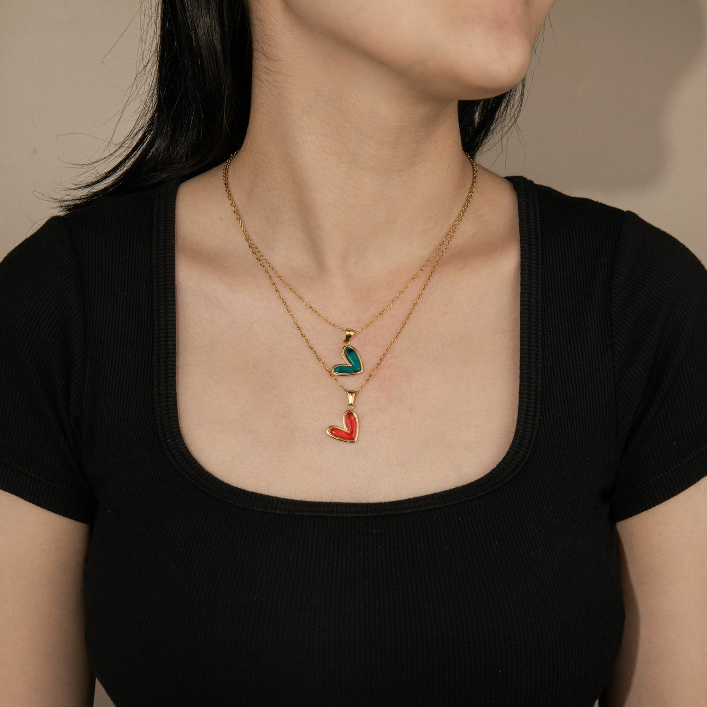 Ajatine gold heart pendant necklace, elegant heart necklace for women