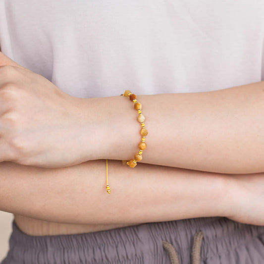 Ajatine yellow braided beaded bracelet, handmade, adjustable