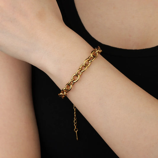 Ajatine gold chunky chain bracelet, fashion jewelry