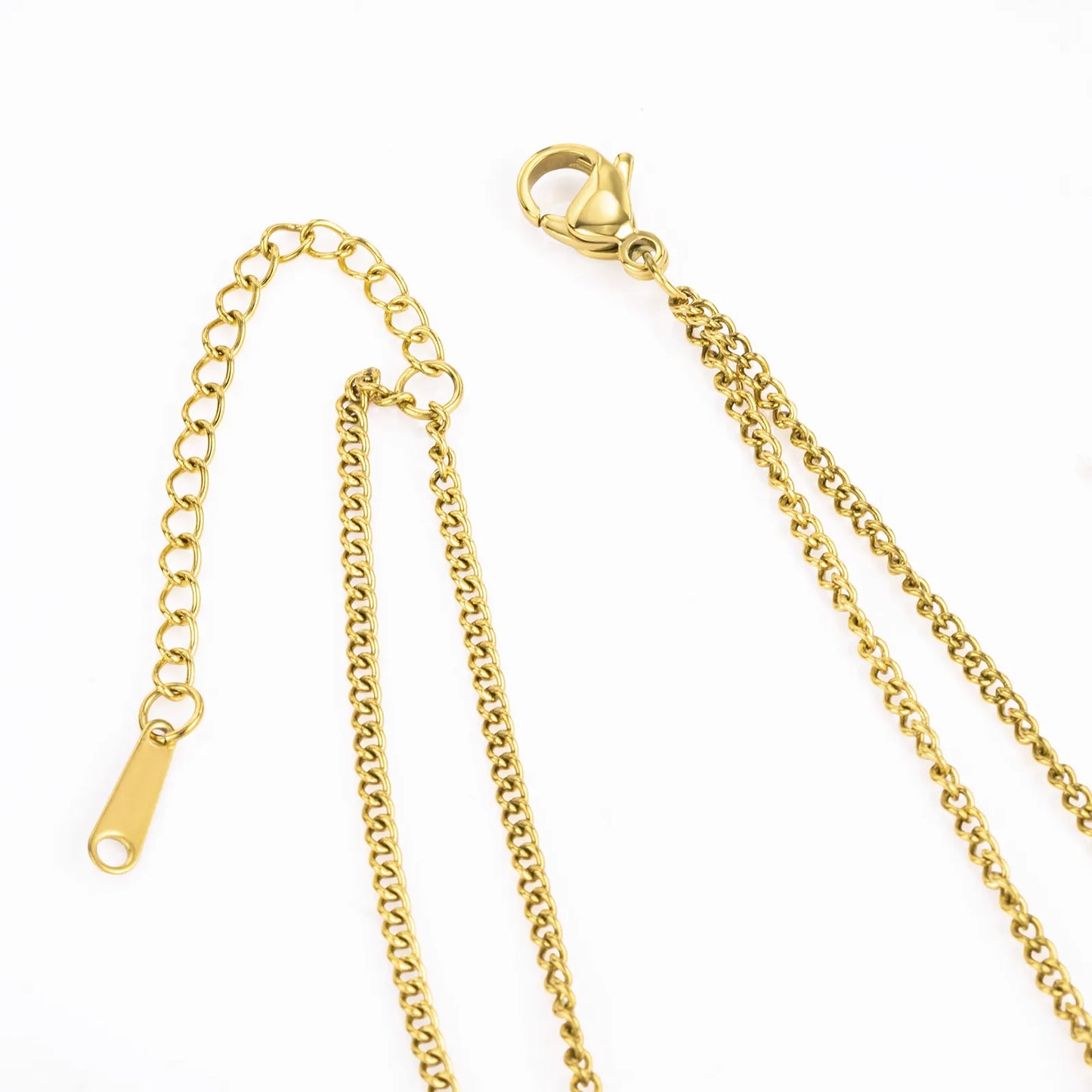 Ajatine gold double - layer necklace with oval pendants, stylish and elegant jewelry