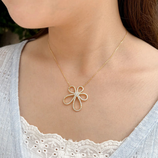 Dainty Flower Necklace with Gold Tone for Women | Ajatine