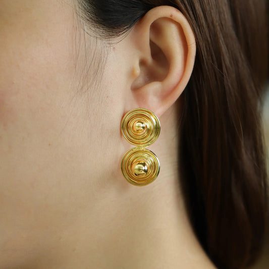 Drop Earrings with Gold Tone Round Spiral Design for Women