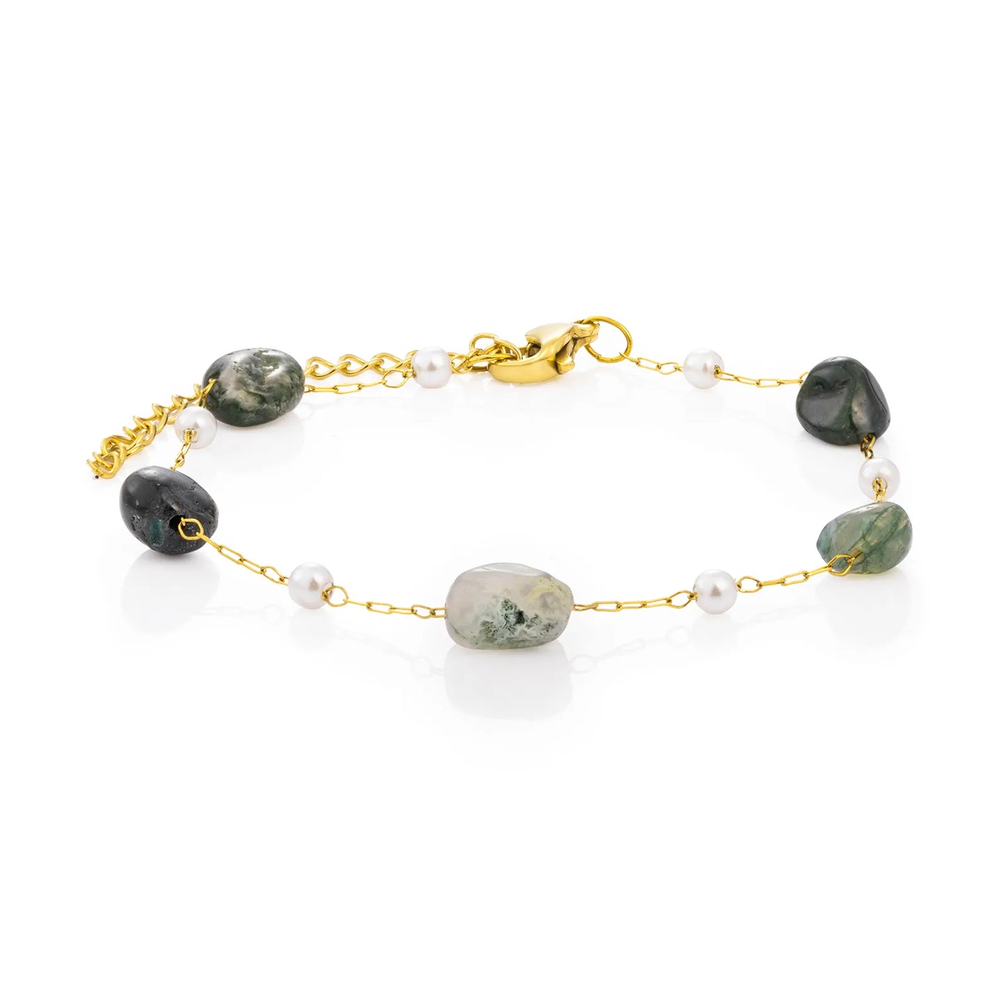 AJATINE Fashion Pearl Gold Chain Bracelet with Unique stones