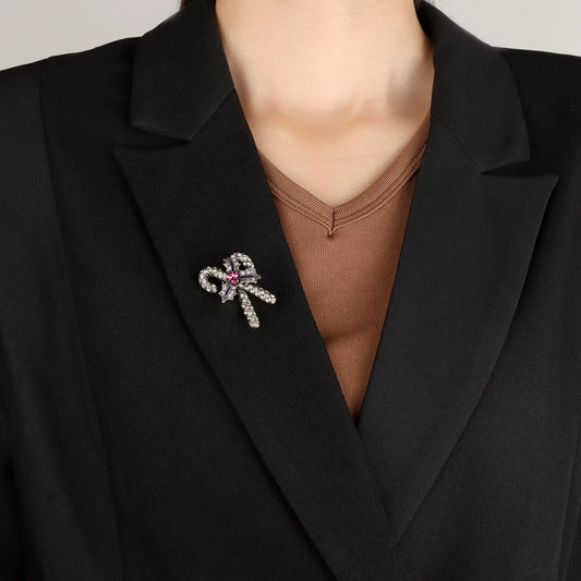 Ajatine vintage candy cane brooch with crystals, fashion accessory for women
