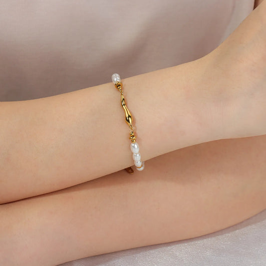 Gold Bracelet for Women | Fashion Pearl Adjustable Bracelet | Ajatine