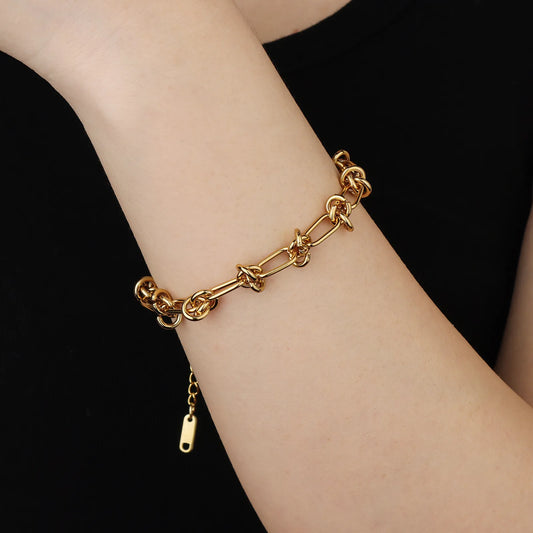 Ajatine stainless steel and gold-plated chain link bracelet, trendy fashion jewelry