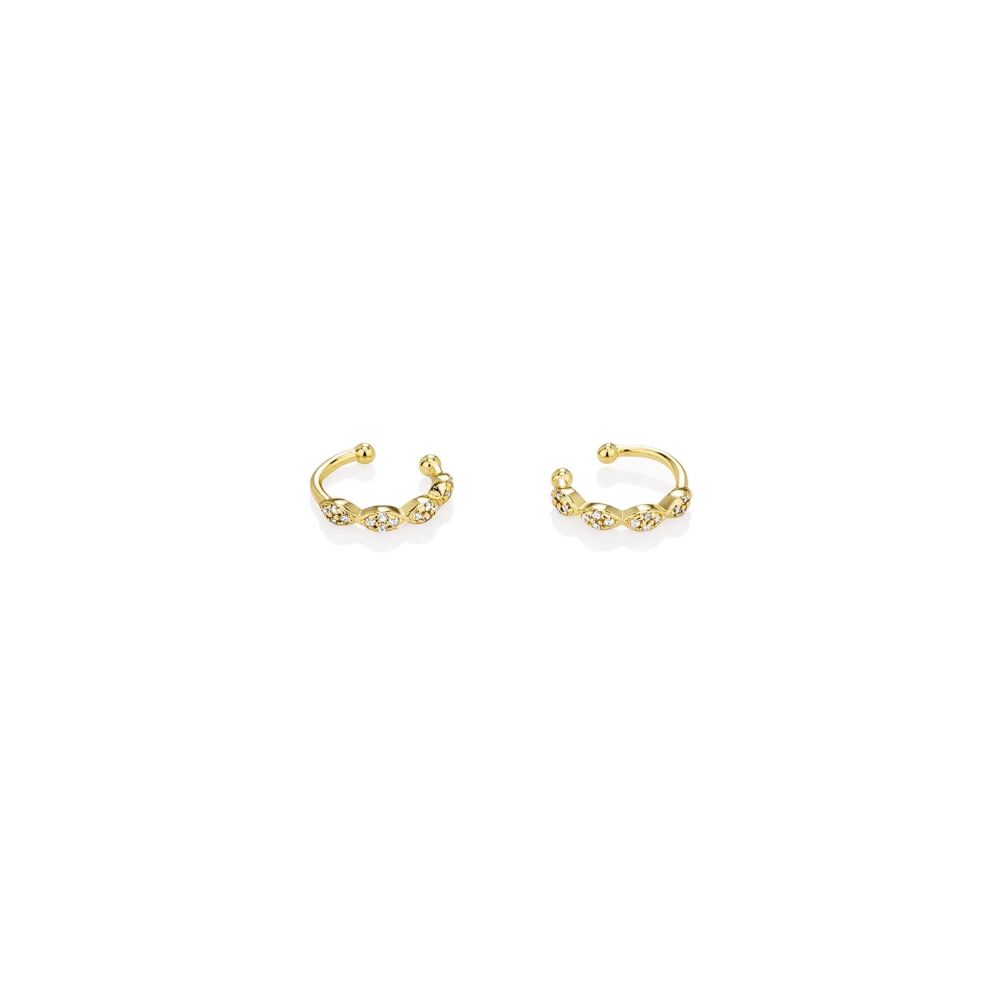 Ajatine gold cuff earrings with zircon stones, delicate and fashionable