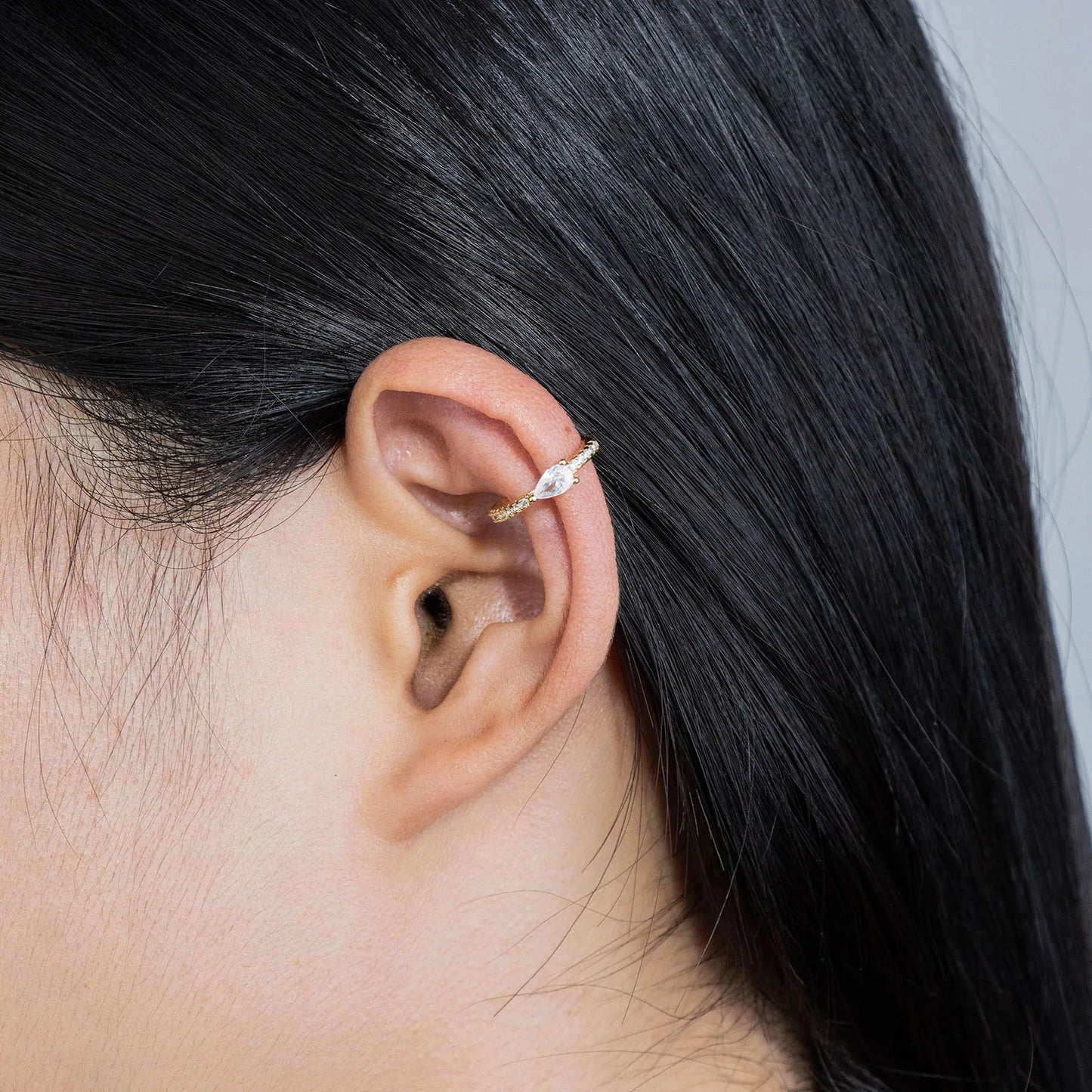 Ajatine Gorgeous Zircon Gold Ear Cuff Hoop Earrings