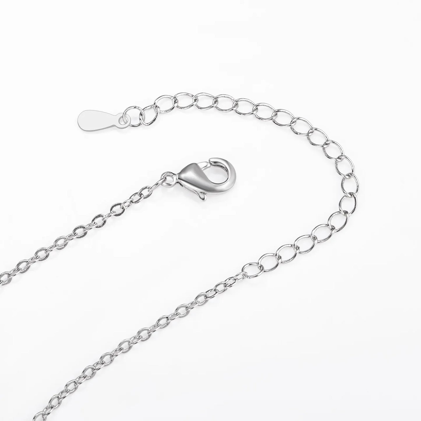 Ajatine silver safety pin necklace with crystal pendant, trendy women's jewelry