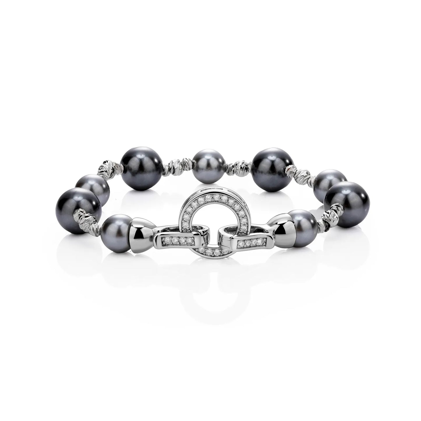 Ajatine pearl bracelet with zircon clasp, showcasing elegant jewelry