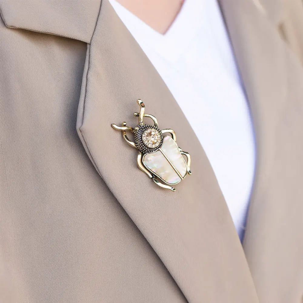 Shell Beetle Brooch Vintage Animal Lapel Pin for Women | Ajatine