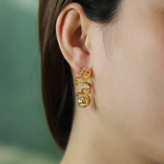 Spiral Twist Dangle Earrings with Gold Tone for Women