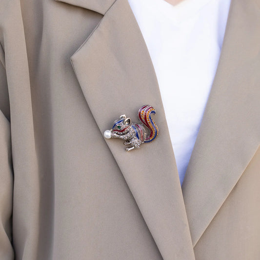 Squirrel Brooch Cute Animal Lapel Pin for Women