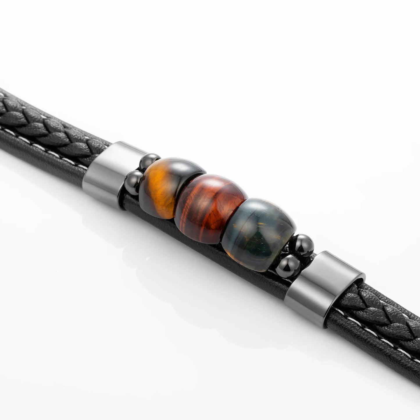 Tiger Eye Beaded Leather Bracelet for Daily Wear