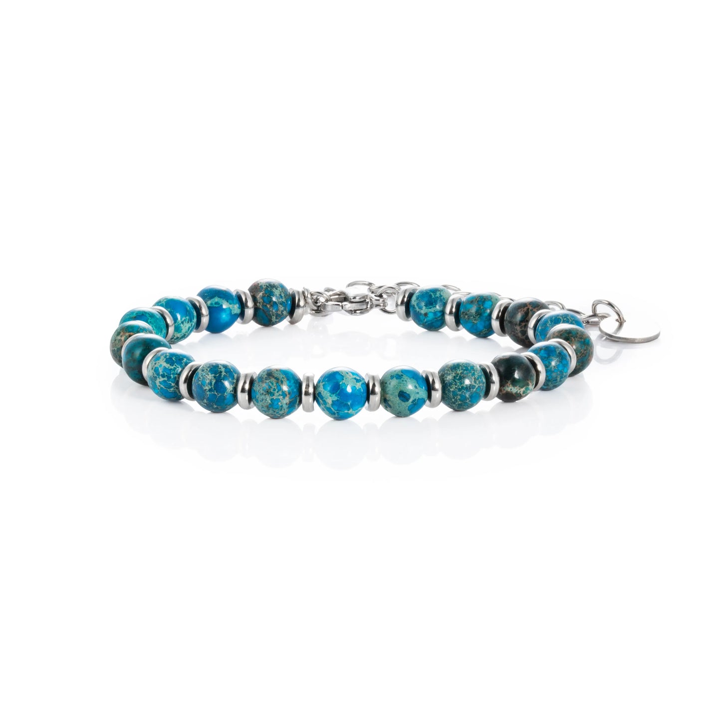 Ajatine natural stone beaded bracelet, blue stone bracelet, adjustable chain bracelet.