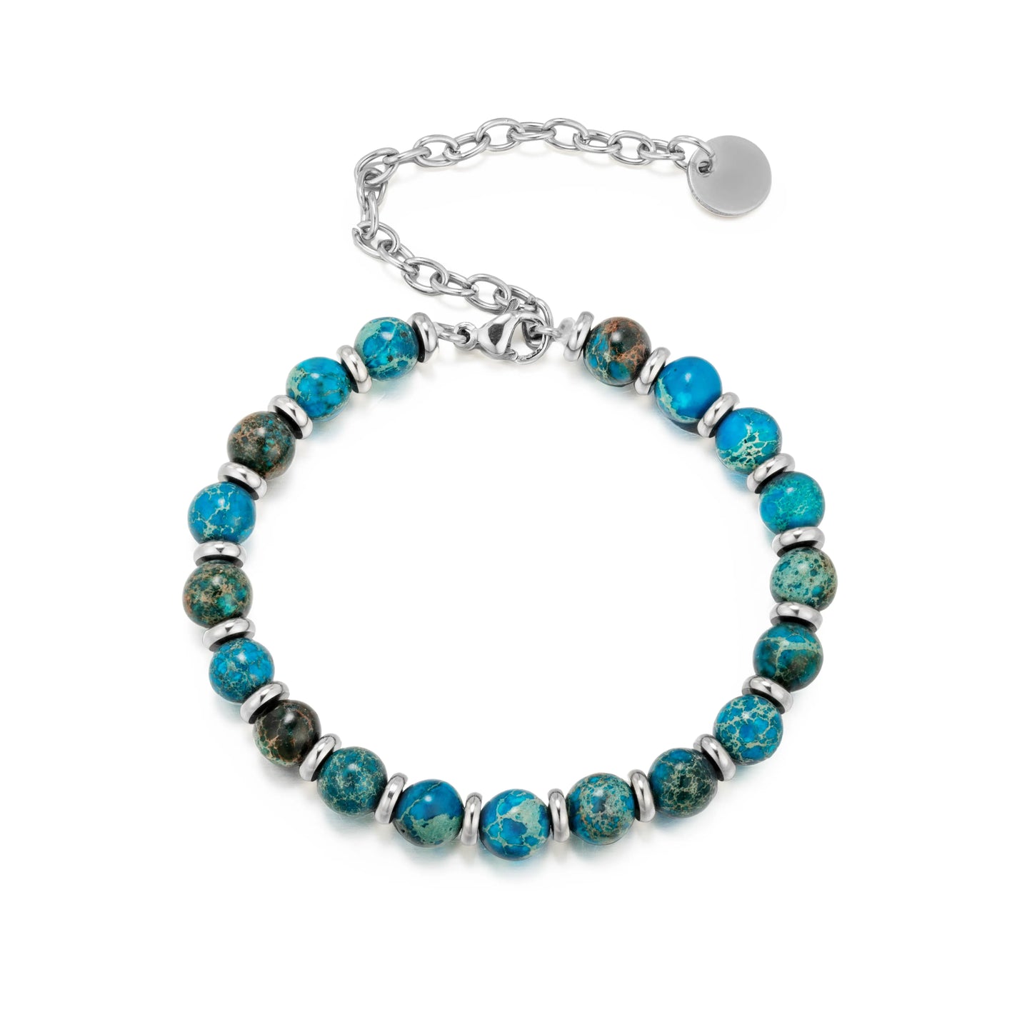 Ajatine natural stone beaded bracelet, blue stone bracelet, adjustable chain bracelet.