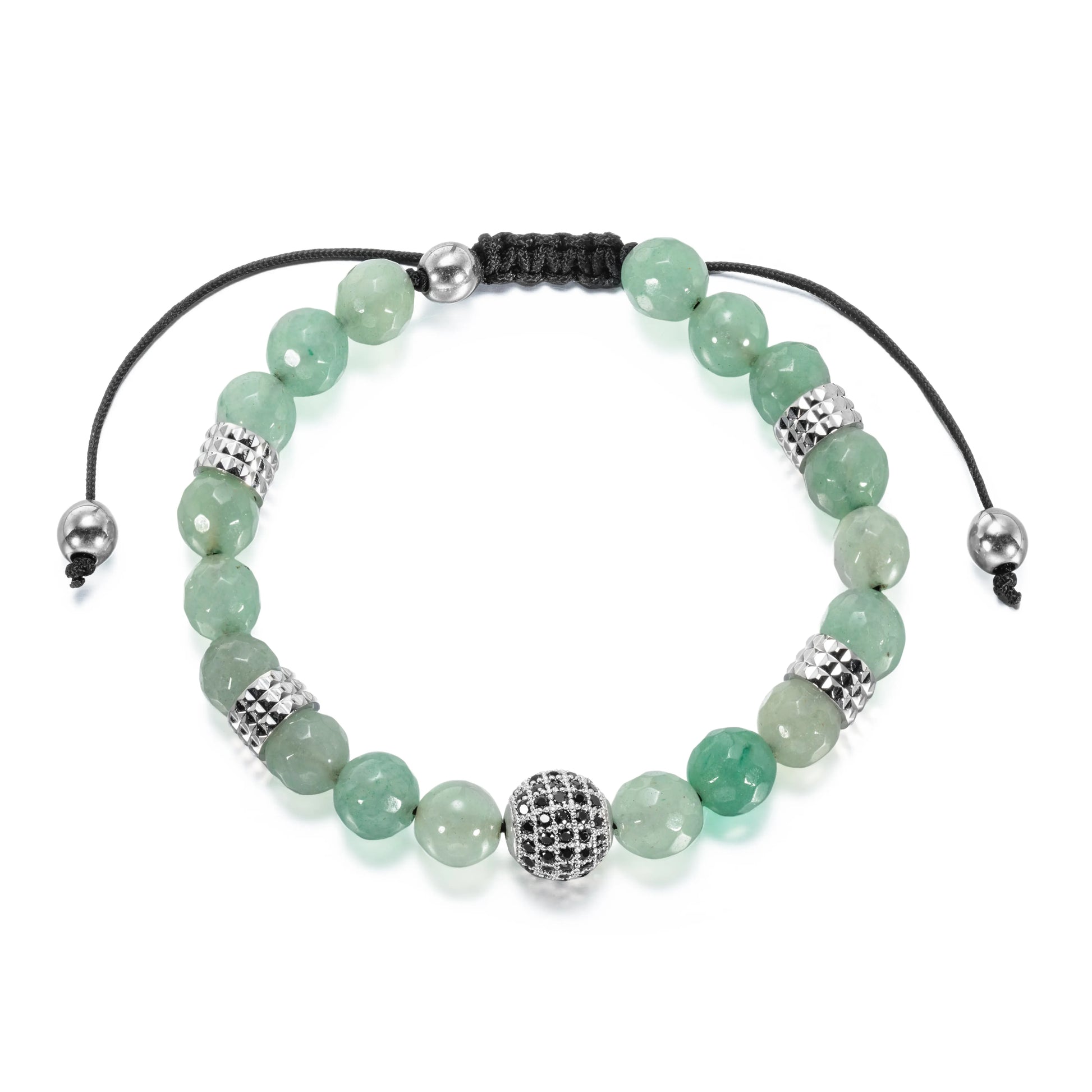 Ajatine green beaded bracelet, adjustable natural stone jewelry