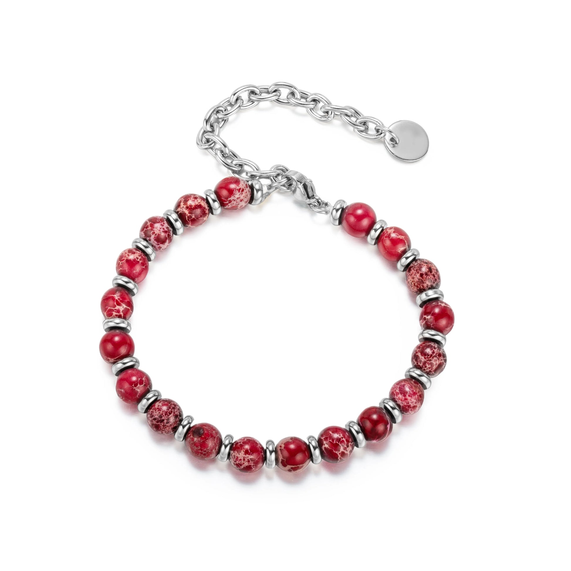 Ajatine natural stone beaded bracelet, red stone bracelet, adjustable chain bracelet.