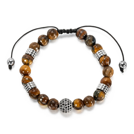 Ajatine tiger eye beaded bracelet, adjustable natural stone jewelry