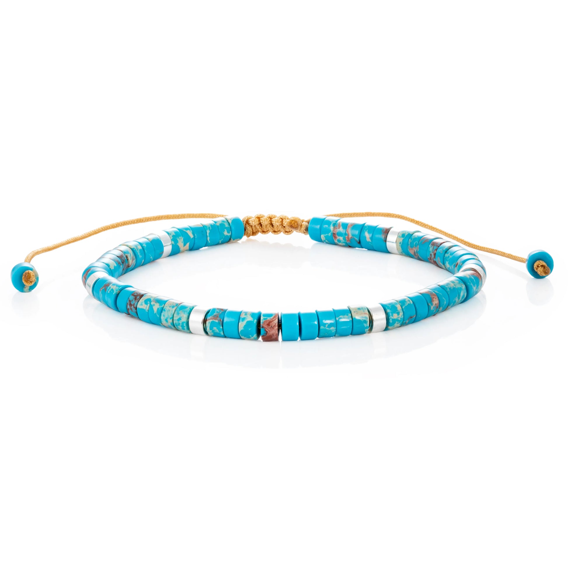 Ajatine blue emperor stone beaded bracelet, adjustable bohemian jewelry