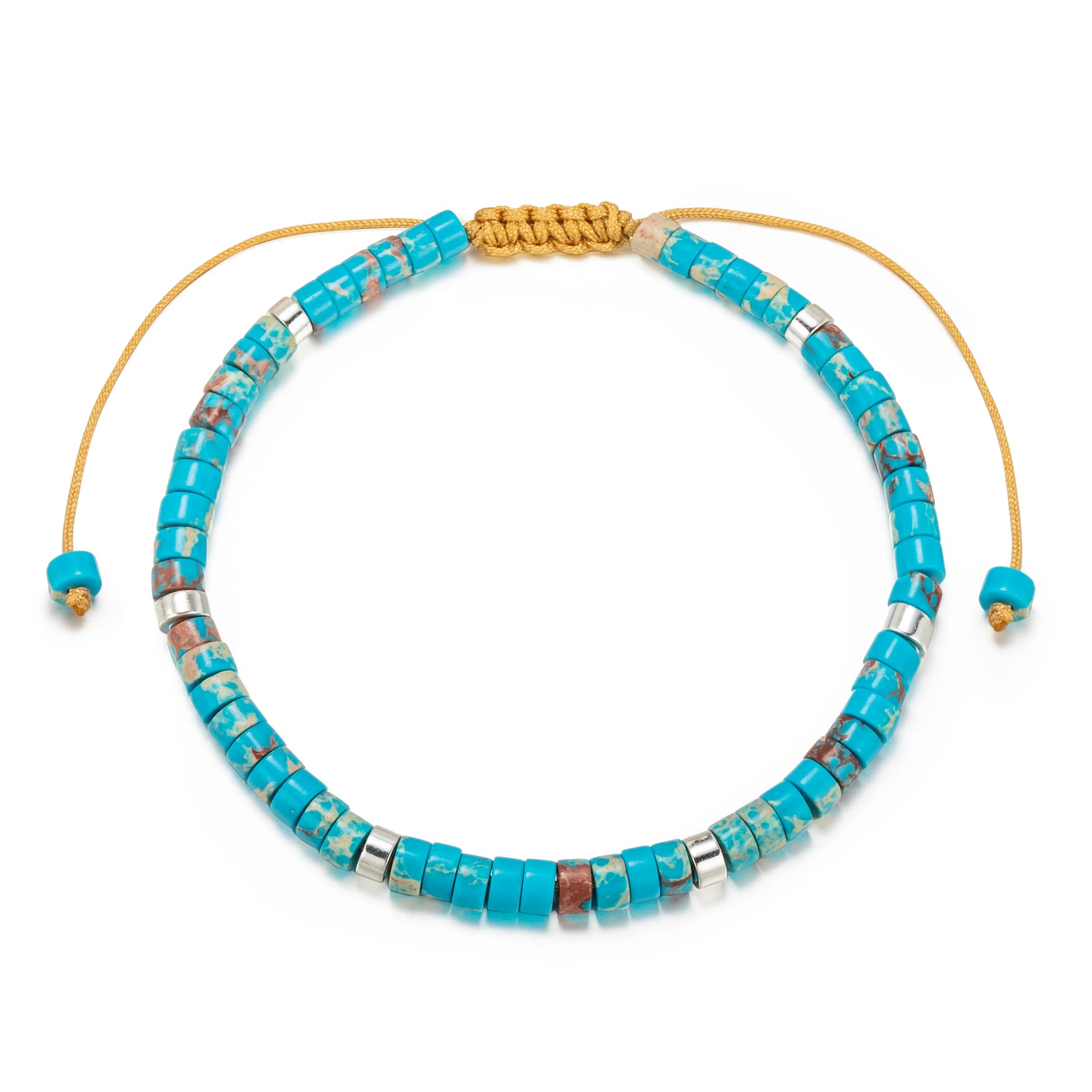 Ajatine blue emperor stone beaded bracelet, adjustable bohemian jewelry