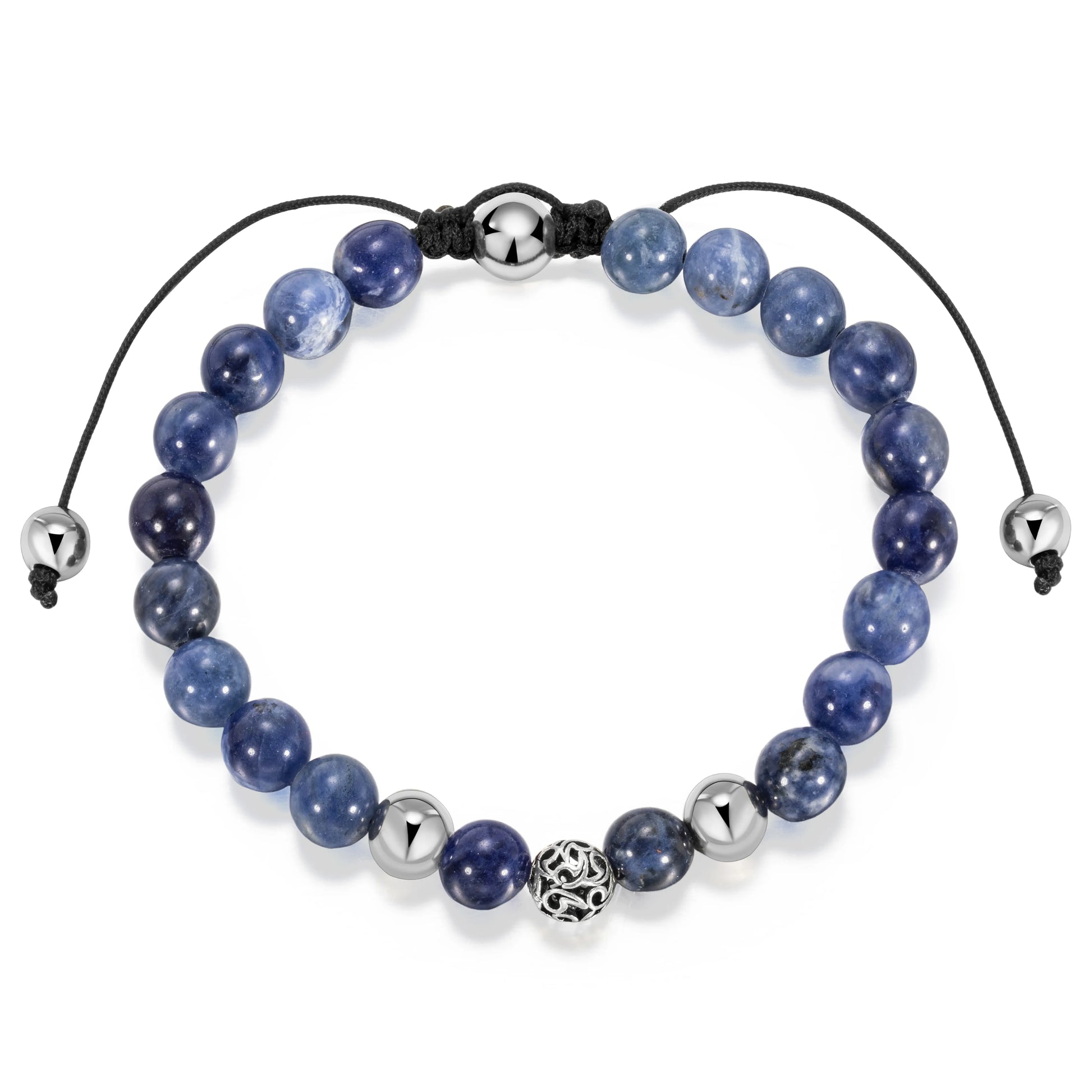 Ajatine blue stone beaded bracelet, adjustable boho jewelry