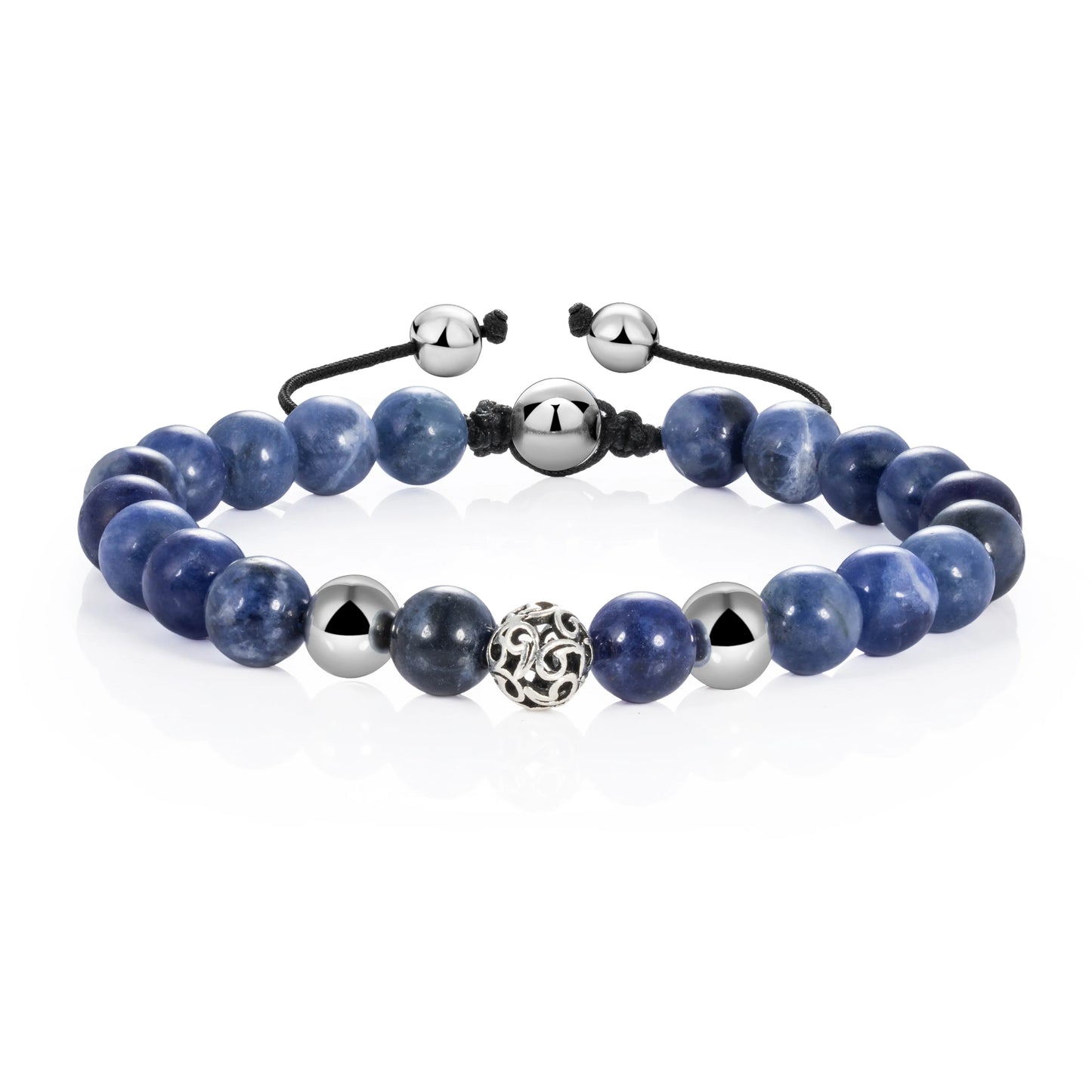 Ajatine blue stone beaded bracelet, adjustable boho jewelry
