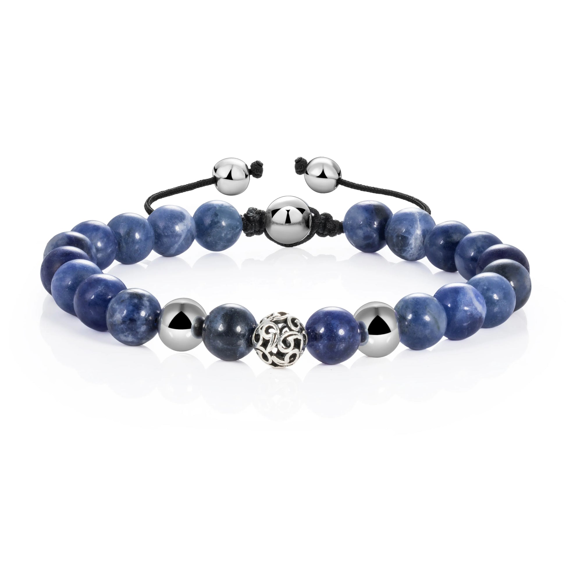 Ajatine blue stone beaded bracelet, adjustable boho jewelry