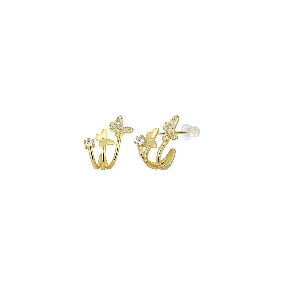 Butterfly CZ Stud Earrings for Women | Trendy Everyday Wear Jewelry | Ajatine