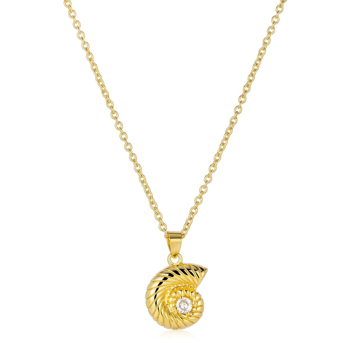 Gold conch pendant necklace