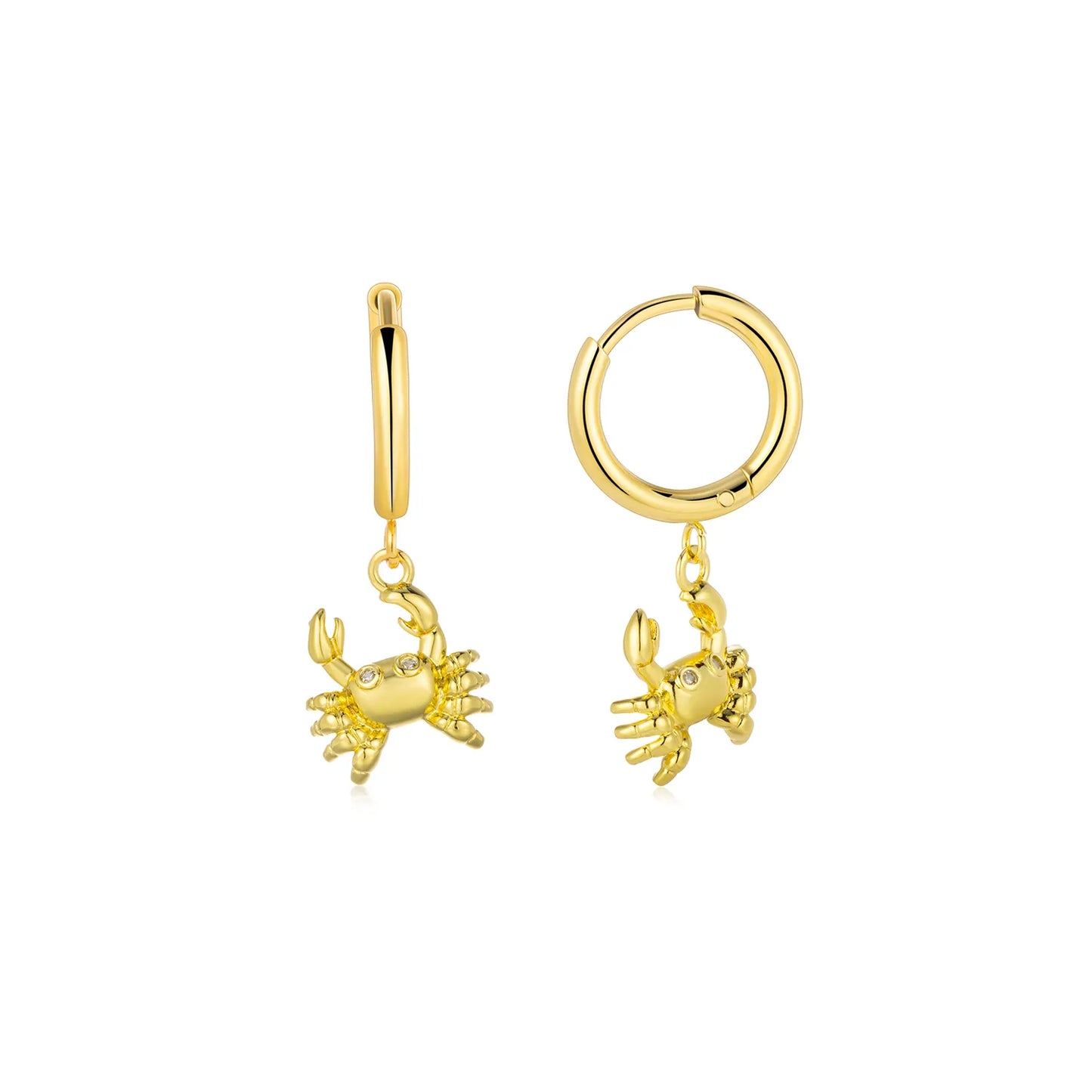Cute crab dangle earrings (bar & hoop style) from Ajatine crab jewelry set, perfect for everyday wear