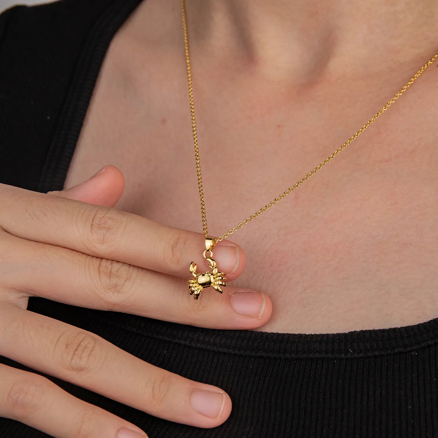Dainty Ajatine crab pendant necklace, part of zodiac cancer jewelry collection for daily charm
