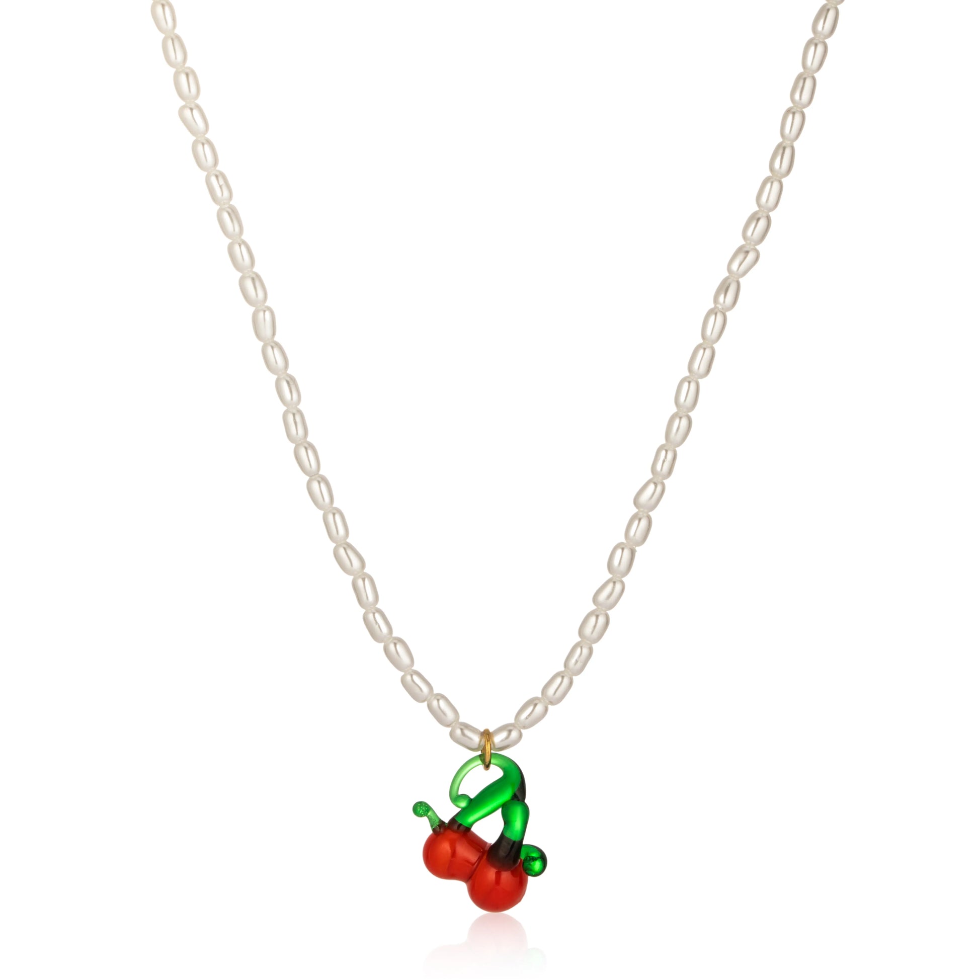Ajatine cherry pendant pearl necklace with fruit charm
