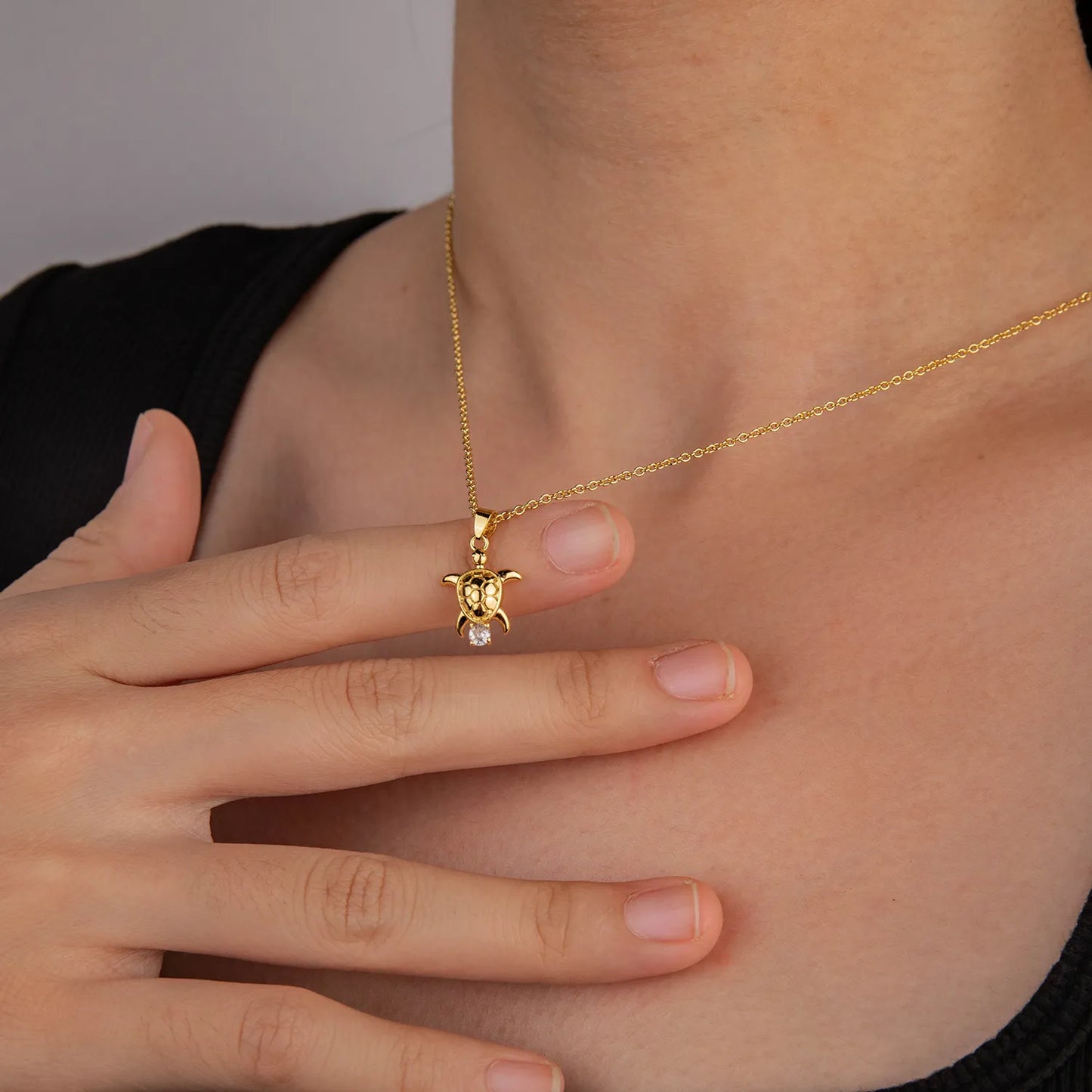 Dainty cute sea turtle pendant necklace, nautical everyday jewelry