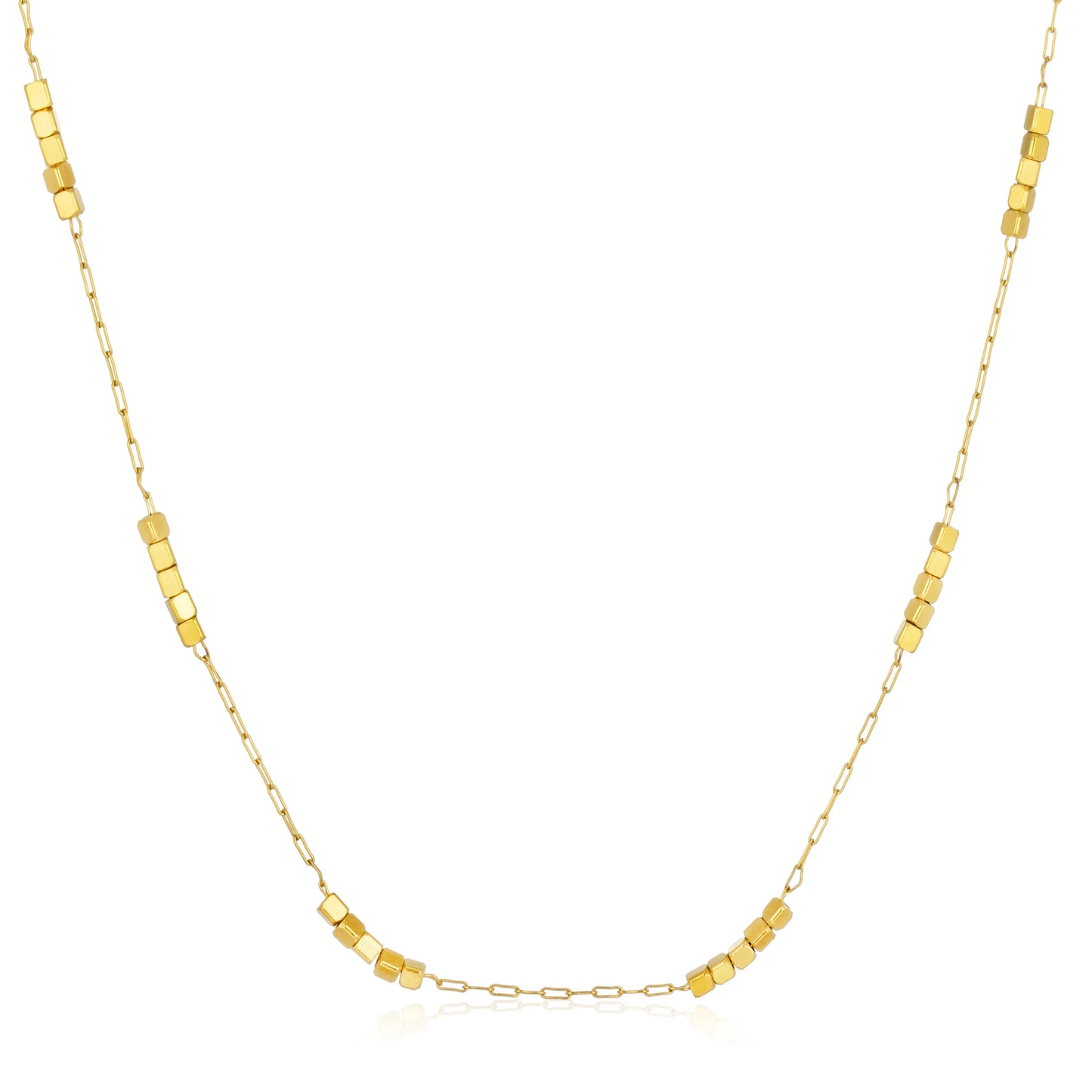 Ajatine dainty gold cube bead necklace for women, minimalist layered jewelry