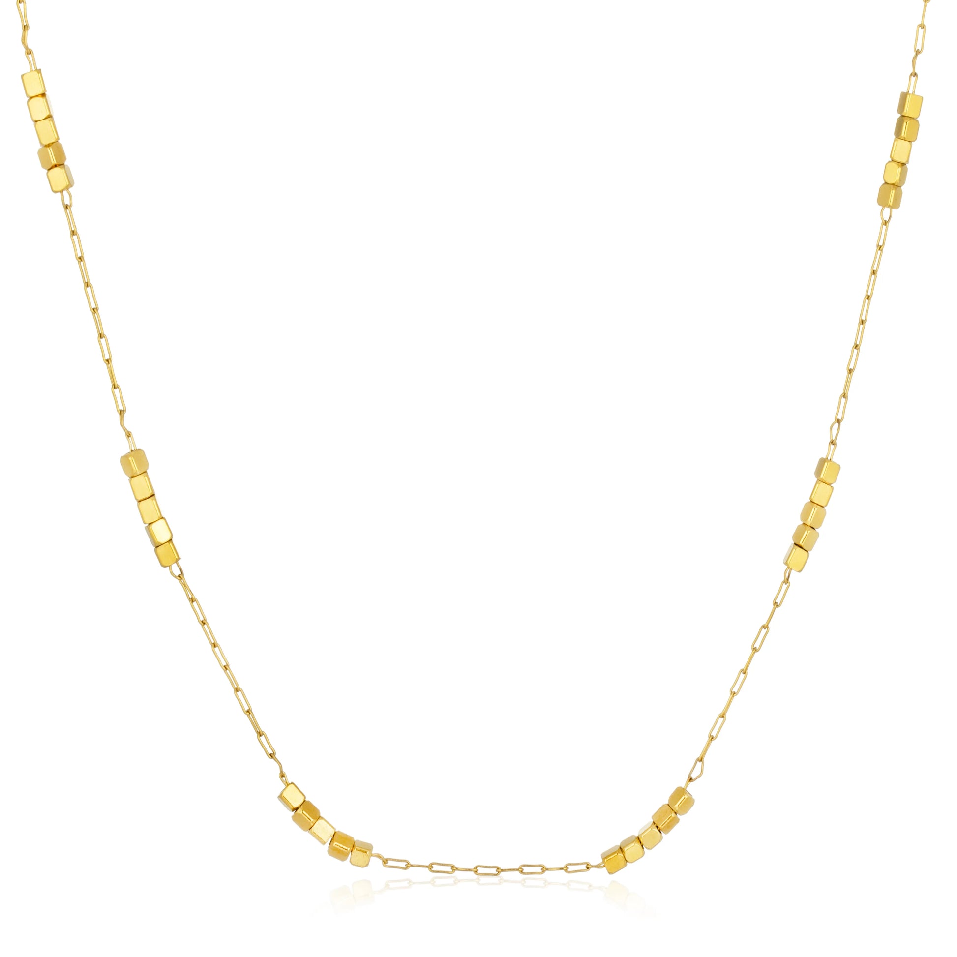 Ajatine dainty gold cube bead necklace for women, minimalist layered jewelry