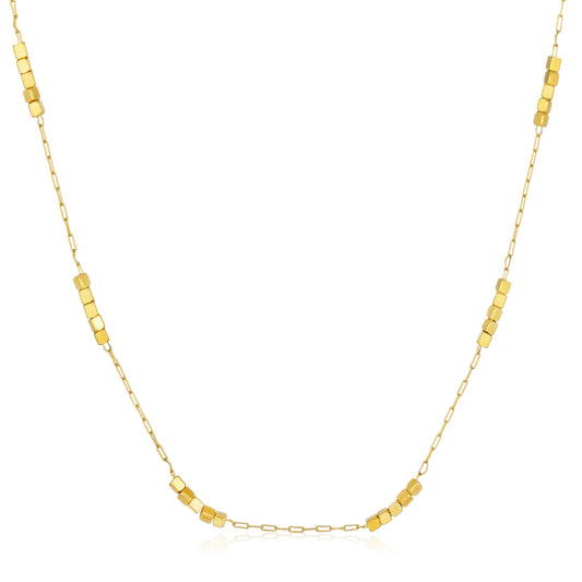 Ajatine dainty gold cube bead necklace for women, minimalist layered jewelry
