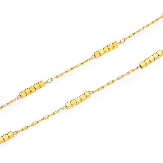 Ajatine dainty gold cube bead necklace for women, minimalist layered jewelry