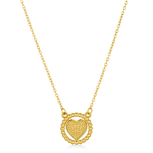 Ajatine dainty gold heart necklace with beaded pendant