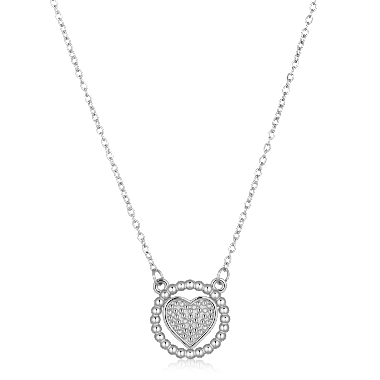 Ajatine dainty silver heart necklace with beaded pendant