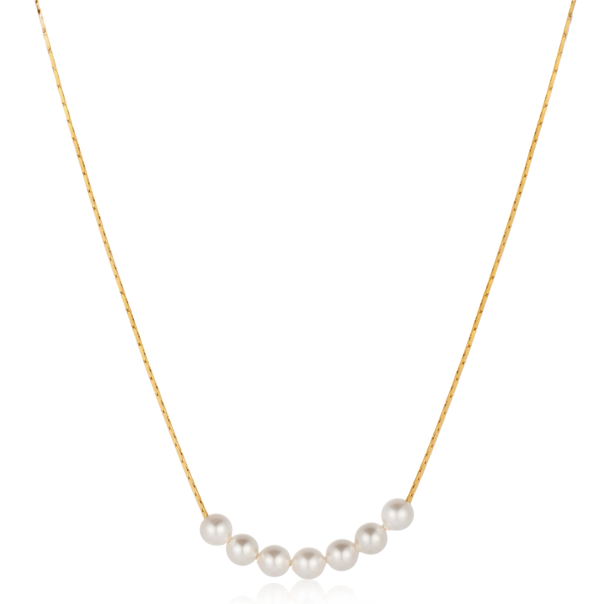Ajatine gold chain pearl necklace, elegant pearl jewelry
